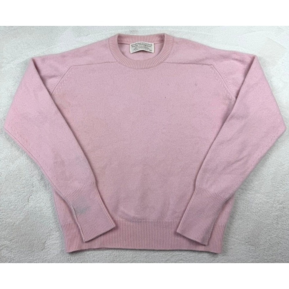 Vintage Norm Thompson Pink 100% Cashmere Crewneck Sweater Made in Scotland 38